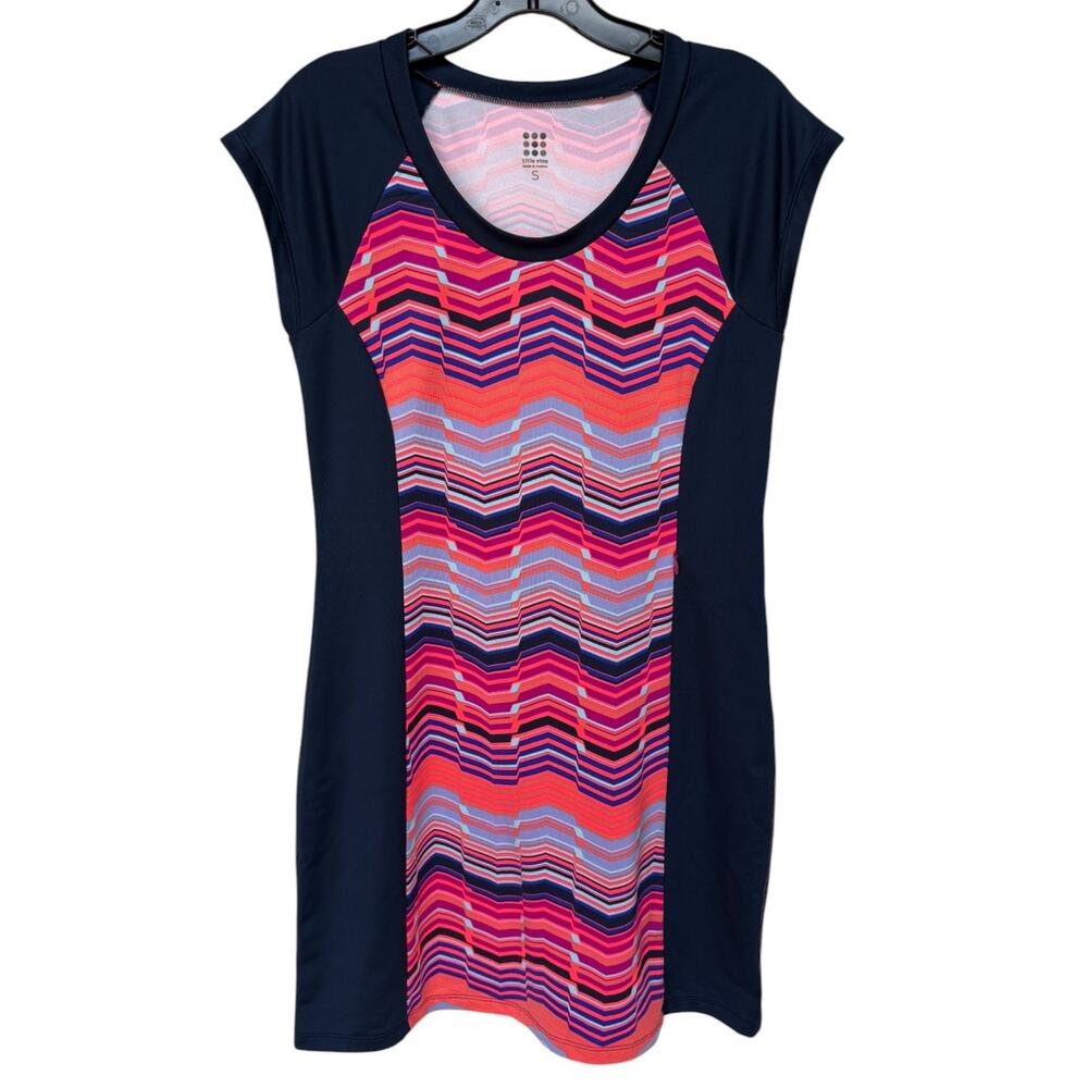Title Nine Athletic Dress with Neon Futuristic Design made w Tech Fabric size S